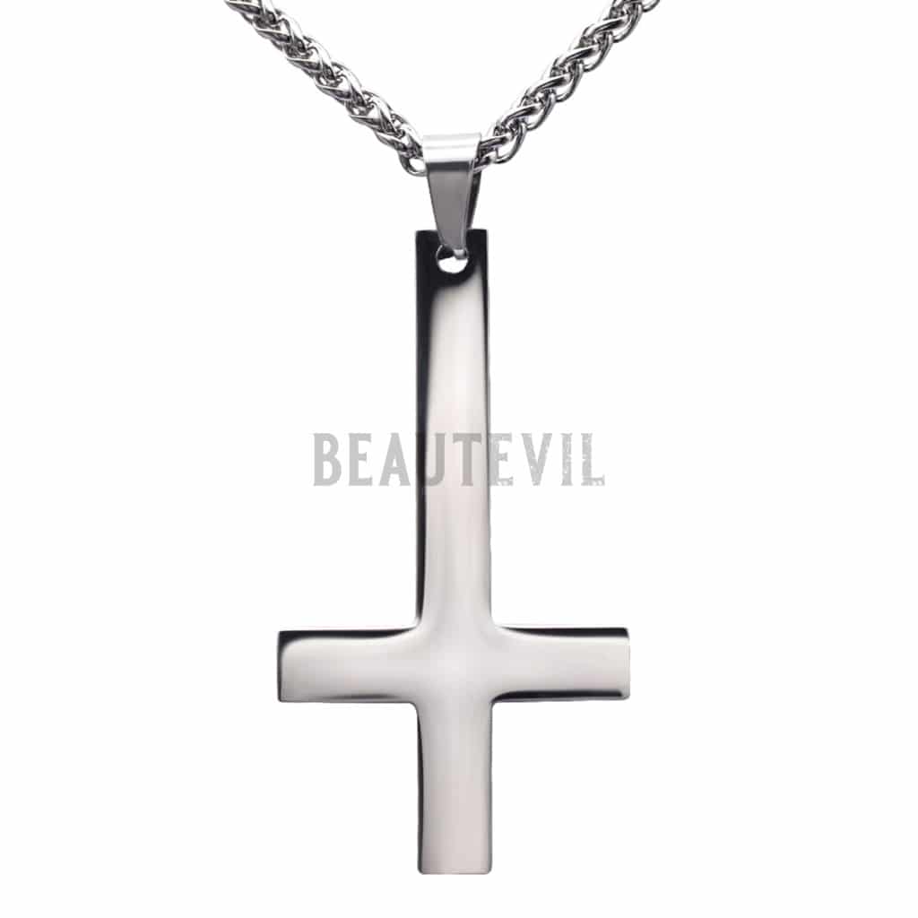 Upside down St Peter Inverted Cross Pewter Men's Pendant Necklace Unisex  Gothic Satanic Jewelry Church of Satan Protection Amulet Energy Wealth  Money Lucky Charm Safety Talisman w Black Leather Cord | Amazon.com